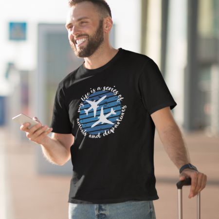 My Life Is A Series Of Arrivals And Departures Blue T-Shirt